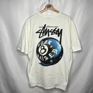 Born x Raised Stussy 8 Ball Airbrushed Logo Tee White XL